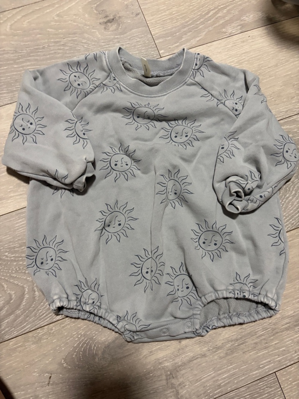 Rylee + Cru Light Gray Sun Print Sweatshirt Romper
